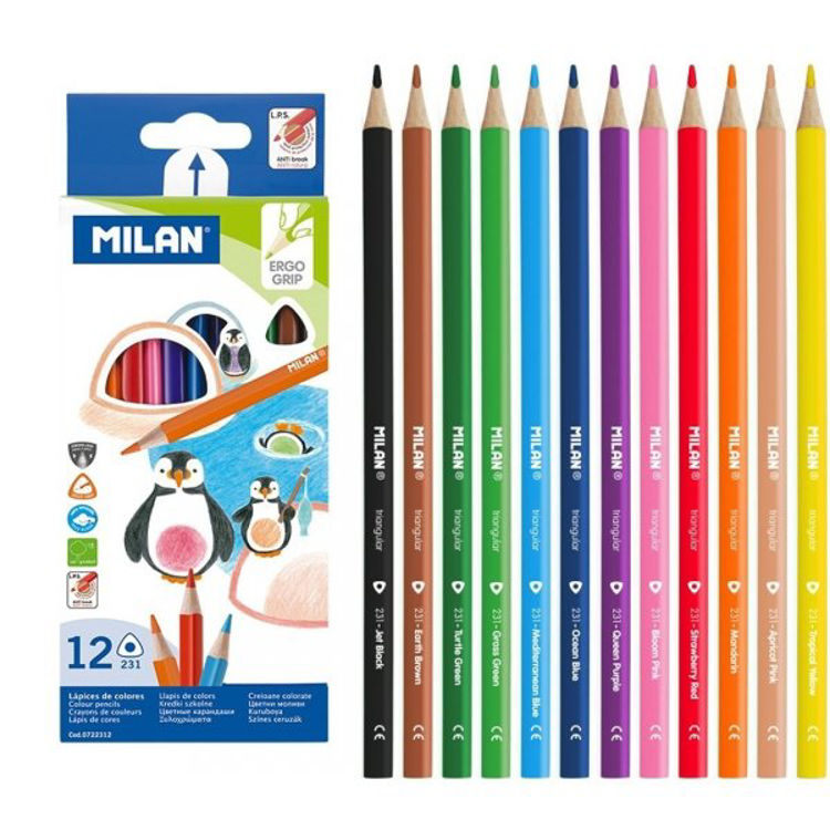 Picture of 0722312-Box 12 triangular colour pencils MILAN